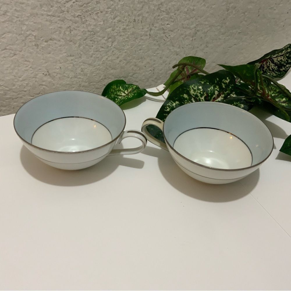 Noritake Bluedale 5533 CUP Set of 2 Light Blue Rim Vintage 1950’s